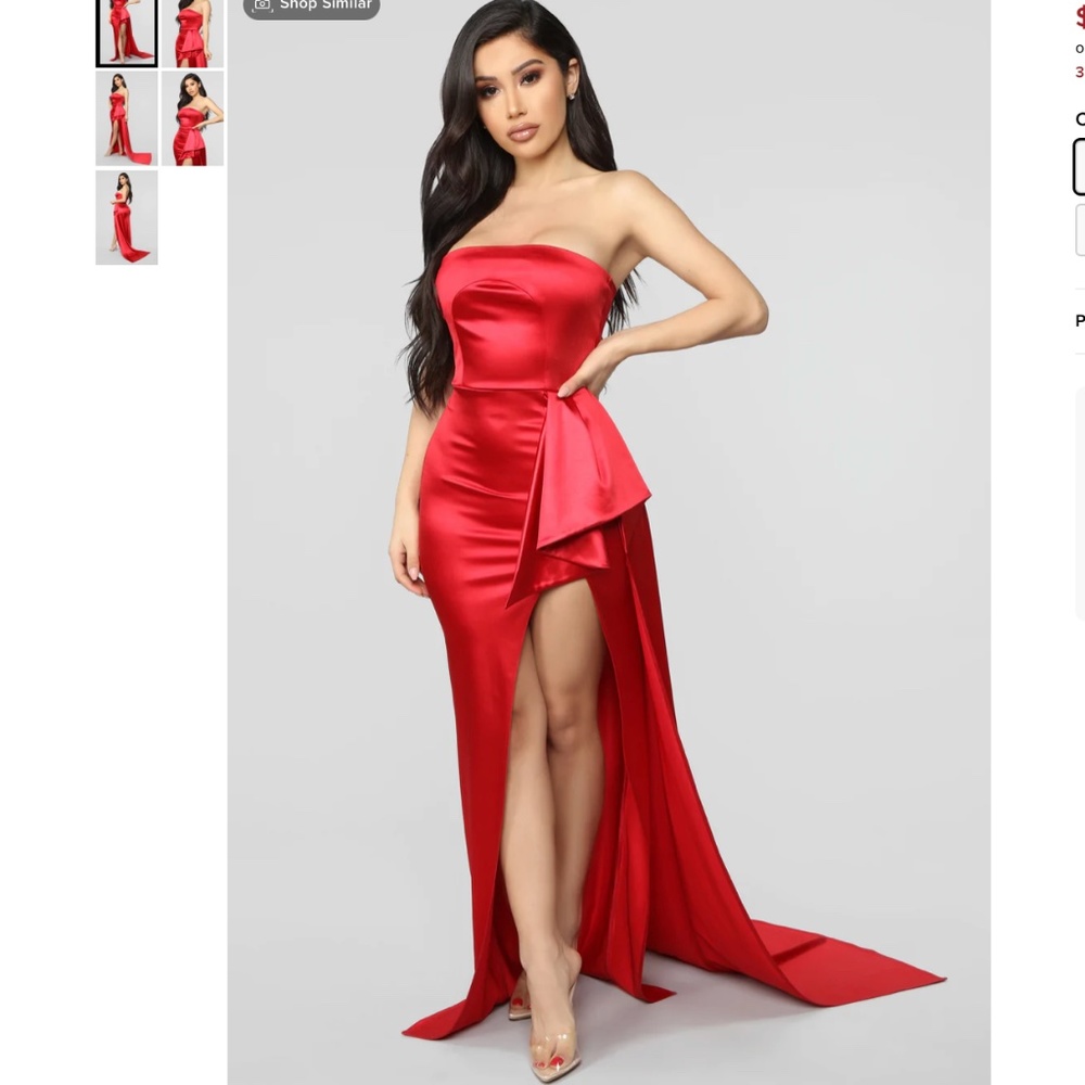 Glimpse Of Glamour Satin Gown - Red